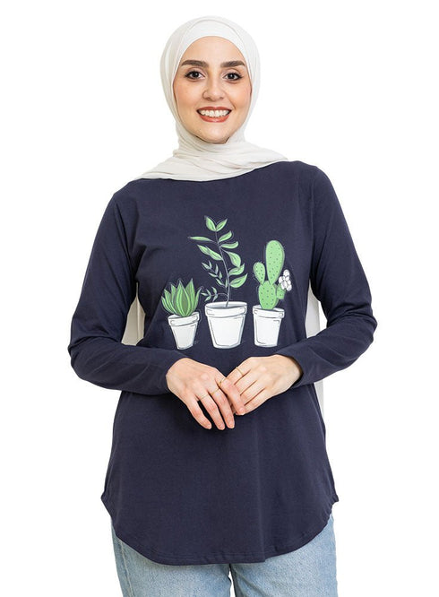 Indigo Printed Long - Sleeve Design 9 - Khotwh